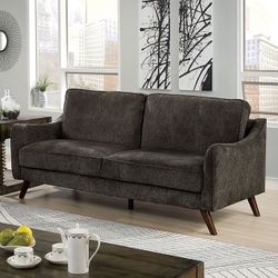 MID CENTURY MODERN DARK GRAY-CHENILLE-SOFA-SILLONES