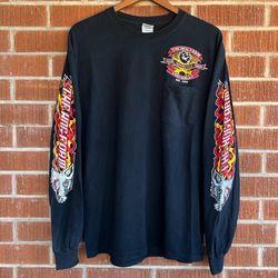 The Hog Farm Motorcycle Flame Long Sleeve Pocket Shirt Size L