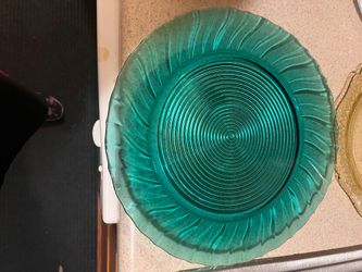 Vintage Turquoise Glass Serving Plate