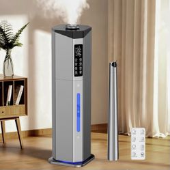 9L Large Room Humidifier with Dual Mist, Humidistat & Remote
