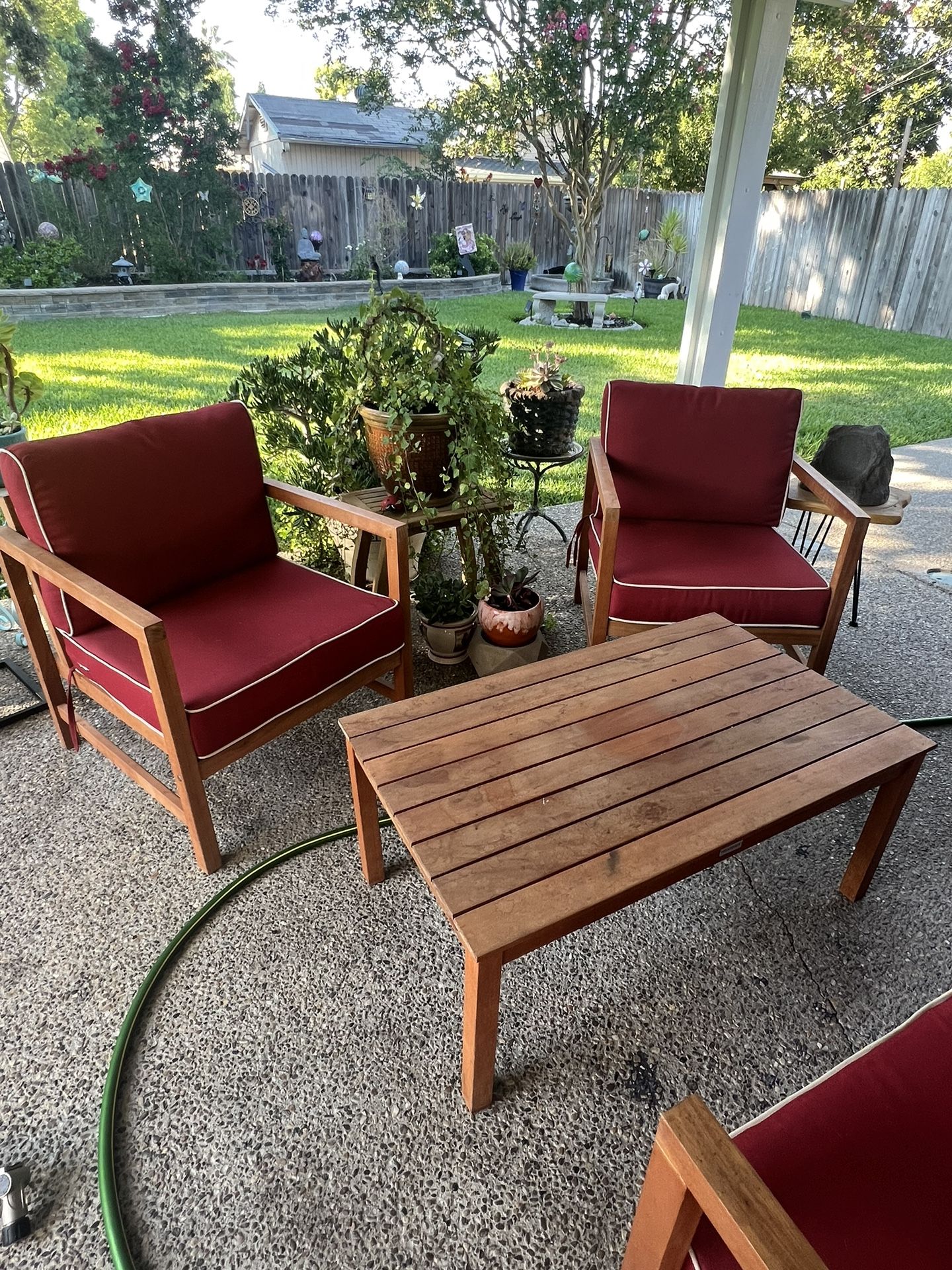 SAFAVIEH Outdoor Living Burbank Brown Acacia Wood 4piece Furniture Set