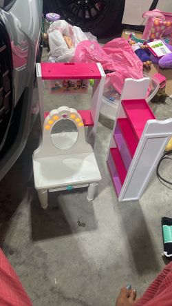 Light Up Vanity And Two Tall Standing Shelves For 18” Doll