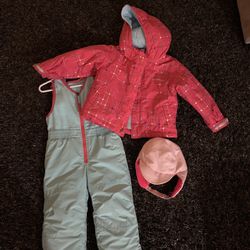 Toddler Girls 3T Snow bibs And Coat Set