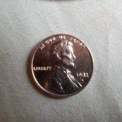 US mint Lincoln penny 1981 on silver planchet