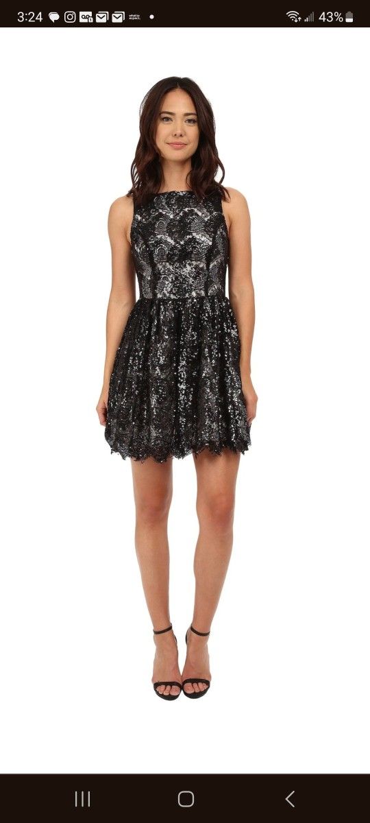 BB Dakota Black Sequin Lace Mini Dress size 0