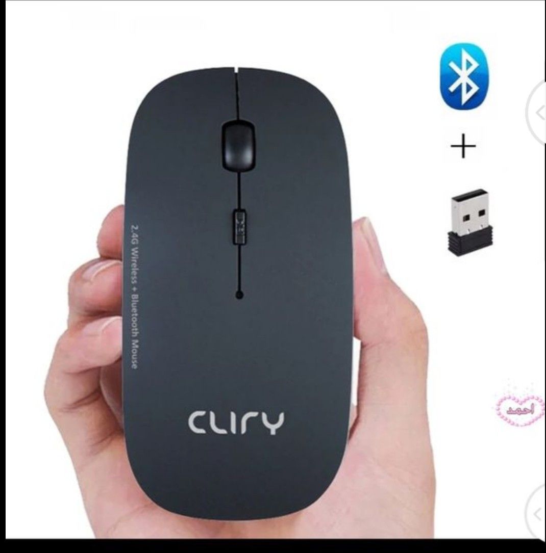 Cliry Bluetooth 3.0 + 2.4Ghz Wireless Dual Mode 2 In 1 Cordless Mouse 1600 DPI Ultra Ergonomic Portable Optical Mice