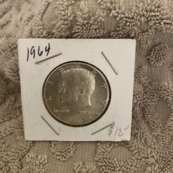 Silver Kennedy Half Dollar 1964 90% Good Looking Coin 