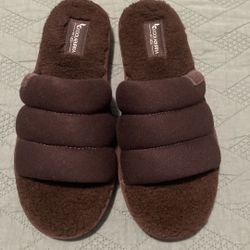 Koolaburra by UGG Rommie Slipper Men's  7 Brown Faux Fur Slip On Slide 