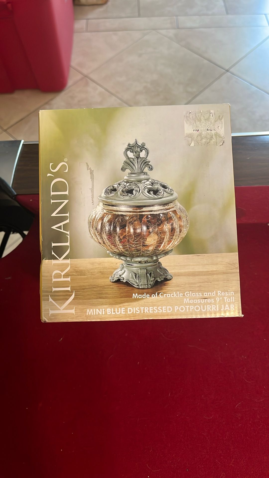 Kirkland’s Mini Blue Distressed Potpourri Jar