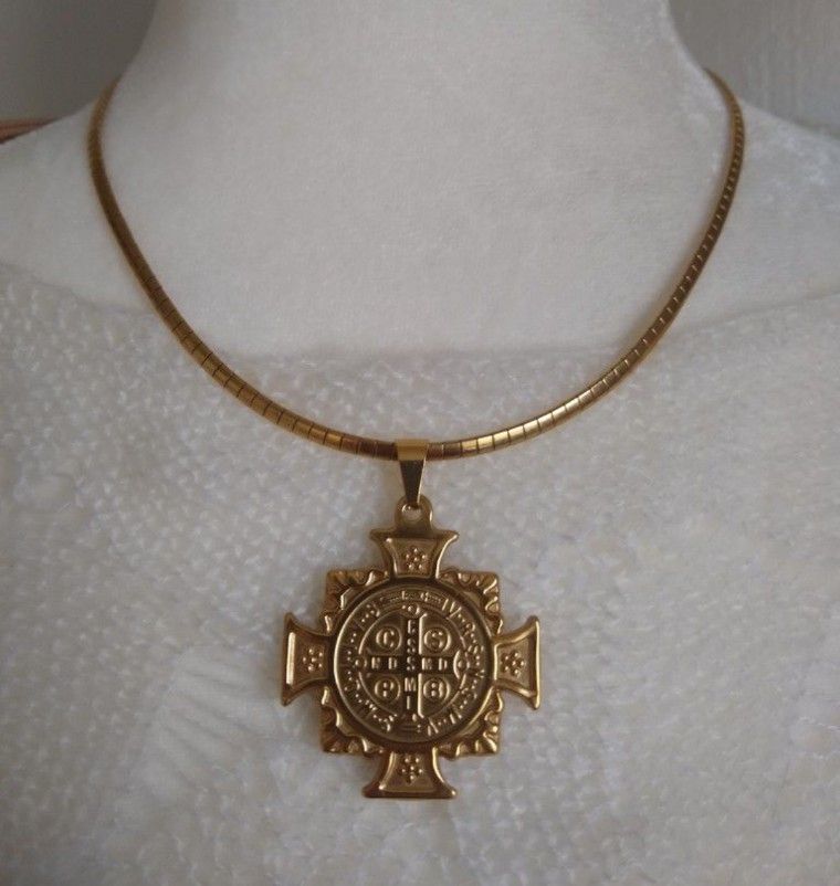 St Benedict Gold Filled Large Pendant Omega Necklace