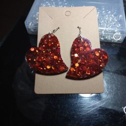Hand Crafted Resin Heart Earrings 