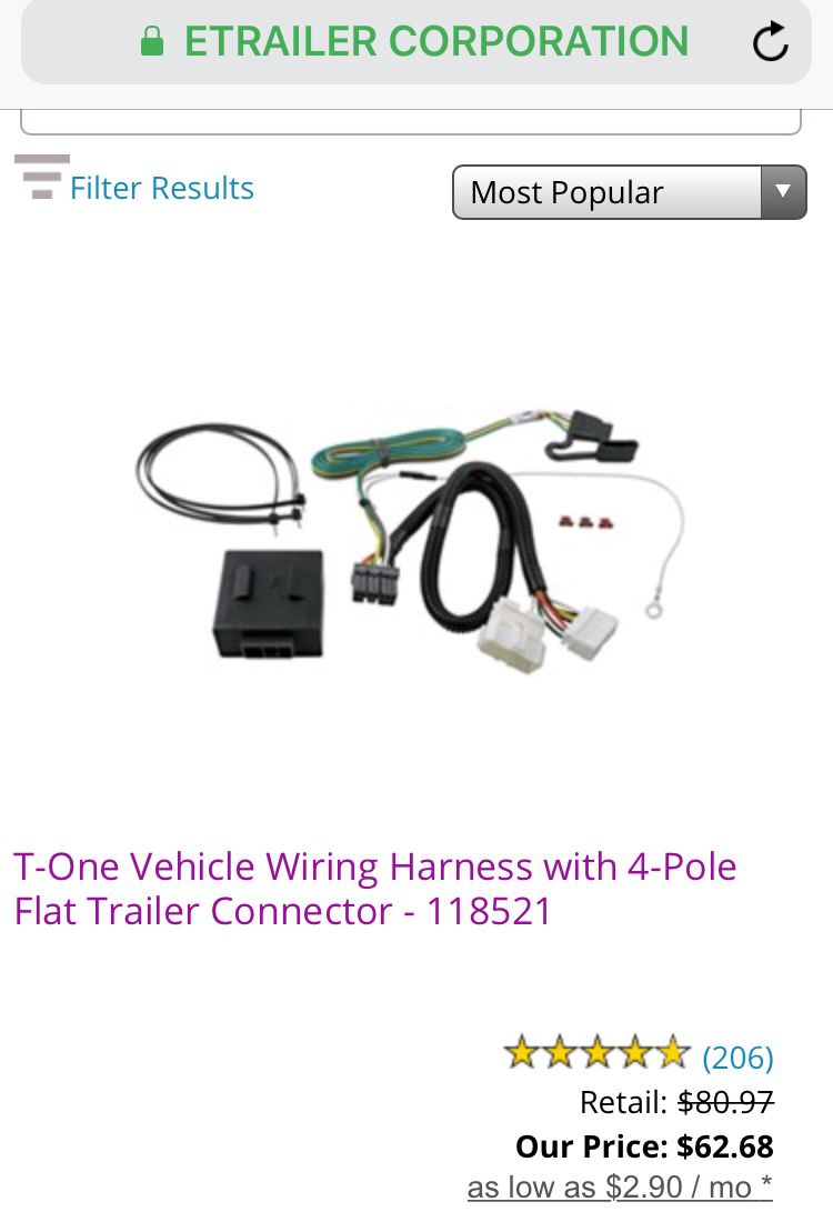 Honda Odyssey wiring harness to connect trailer lights