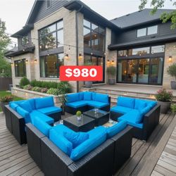 Outdoor Sectional Sofa Set with Coffee Tables