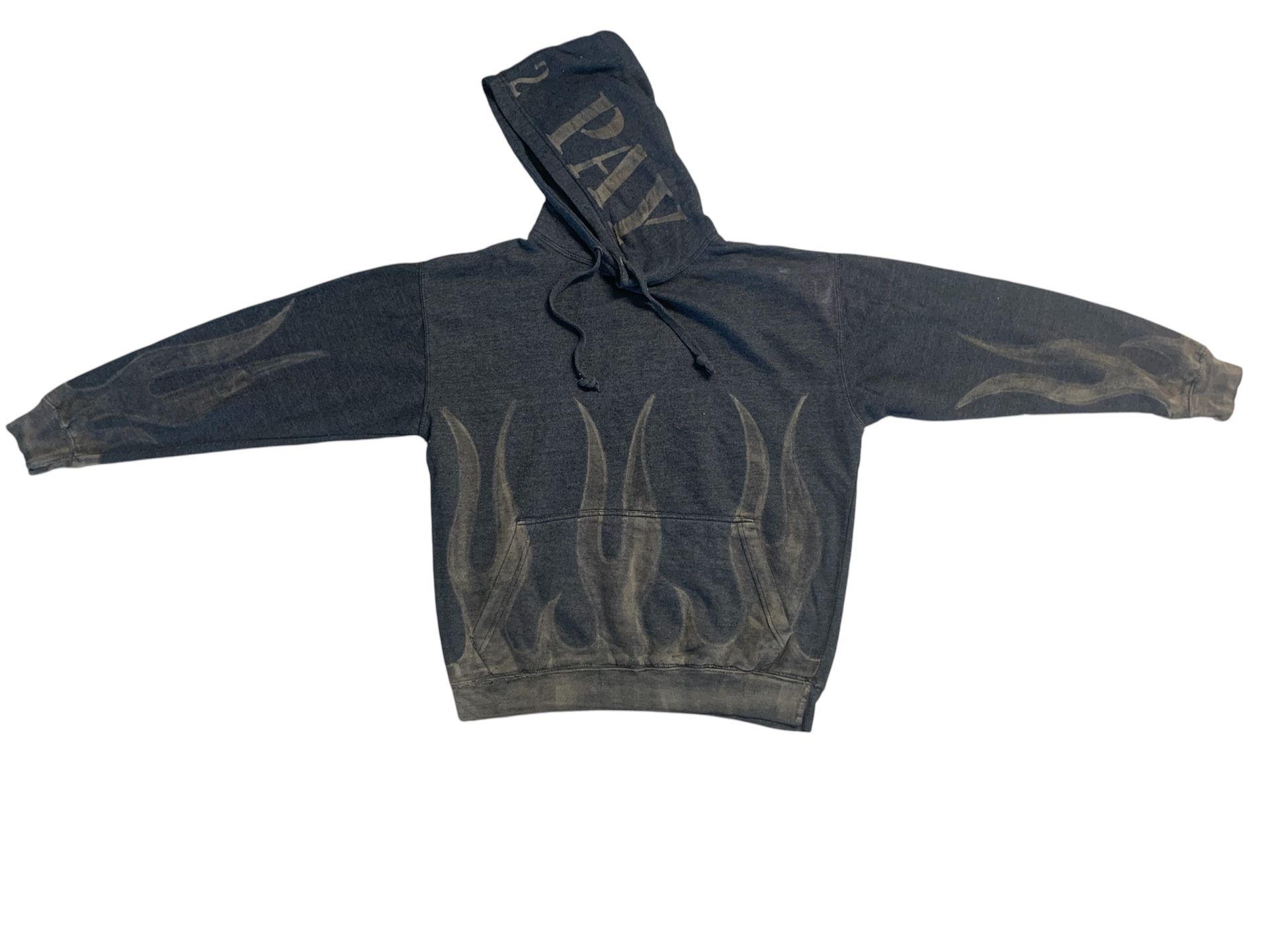 Grey Hell2pay Pullover Flame Hoodie Size Medium Men