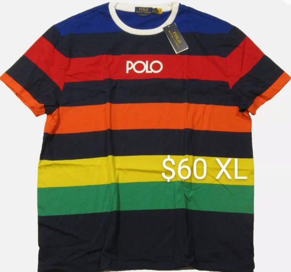 Polo Ralph Lauren Men's Rainbow Striped Jersey Classic Fit Crew-Neck T-Shirt