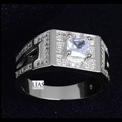 New 18k White Gold Men Wedding Ring 