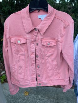 Size PL “New Directions” Peach-Pink Denim Jacket - Compare @$50+