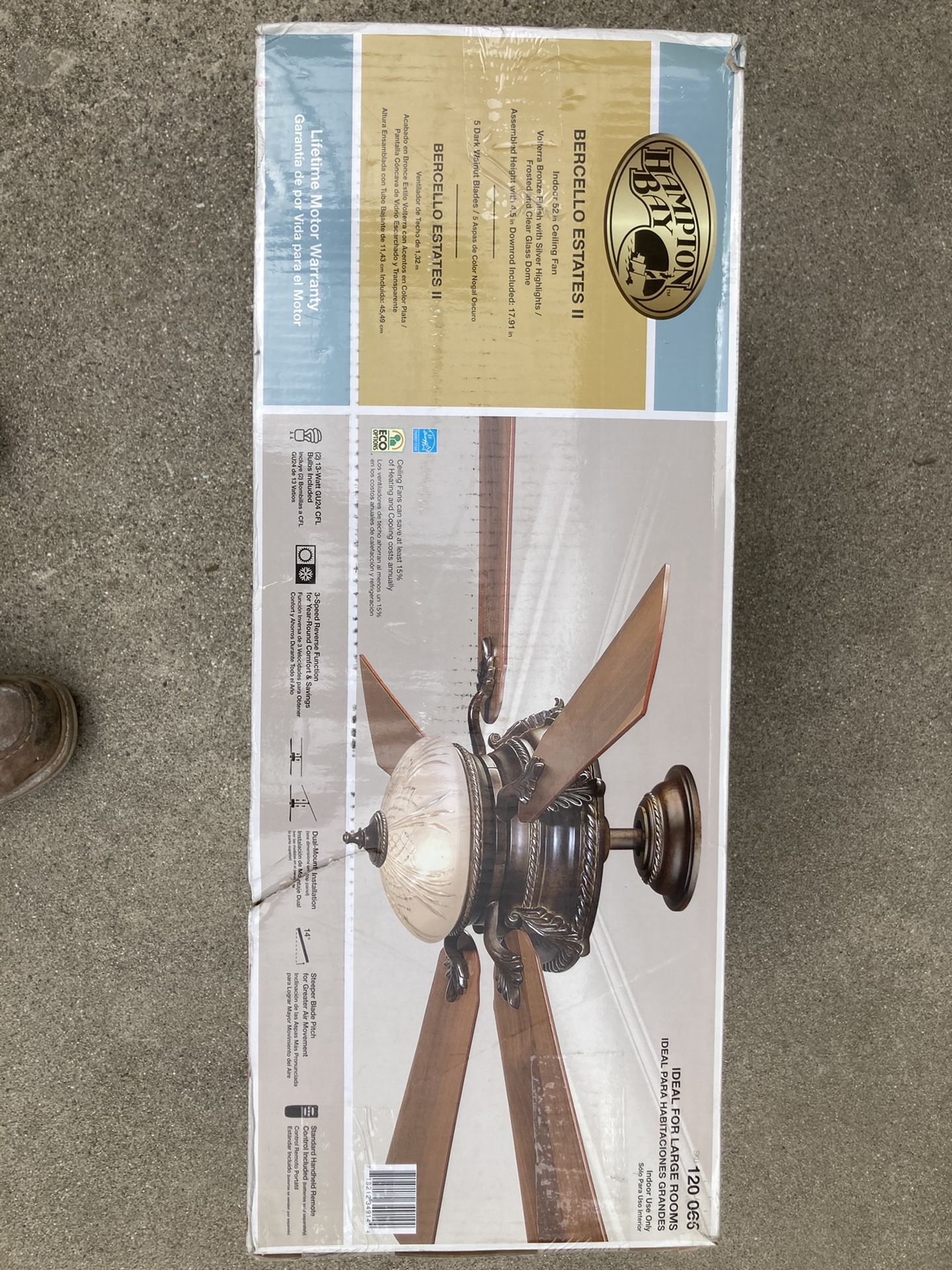 Hampton Bay Bercello Estates II 52” indoor ceiling fan bronze finish