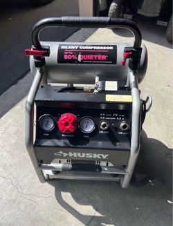 Husky 4.5 Gal. 175 PSI Portable Electric Oil-Free Quiet Twin Stack Jobsite Air Compressor w/Rubber W