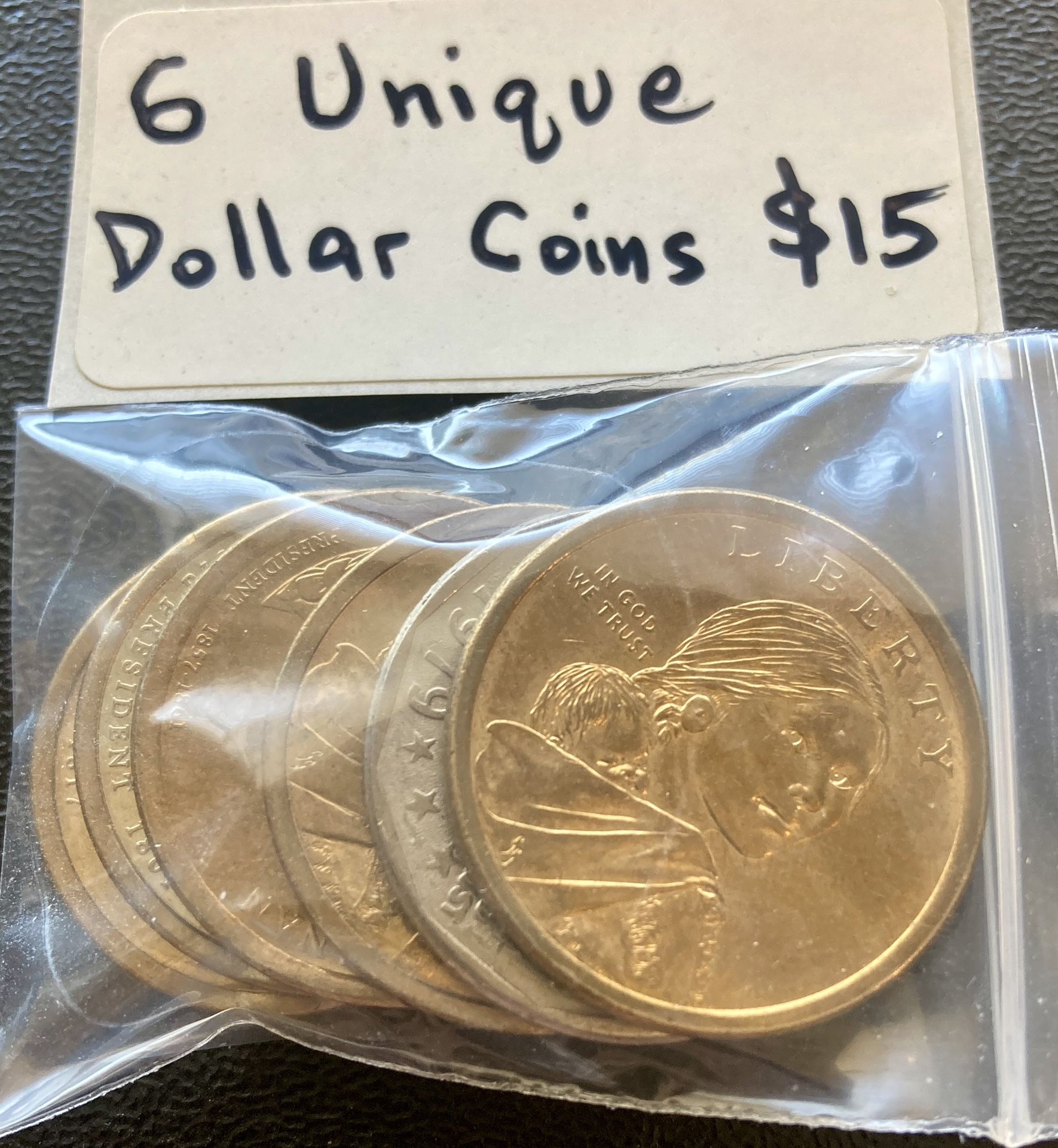 6 Six Unique Different US Mint Dollar Coins Vintage Dollars