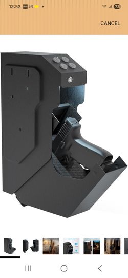 Gun Safe Quick Access Handgun Firearm Safes for Pistols Drop Down Single Gun Safety for Nightstand Wall Mount Bedside Desk Vehicle Bed Personal Safe w
