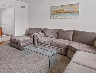Glass Table & Plush Grey L-Shaped Modular Sectional Couch-Great Condition