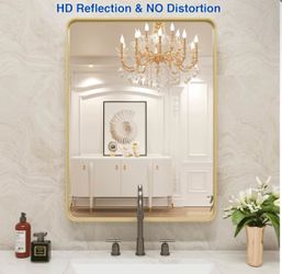 WEER Gold Bathroom Vanity Mirror 20x30 Brushed Gold Metal Frame Tempered Glass New