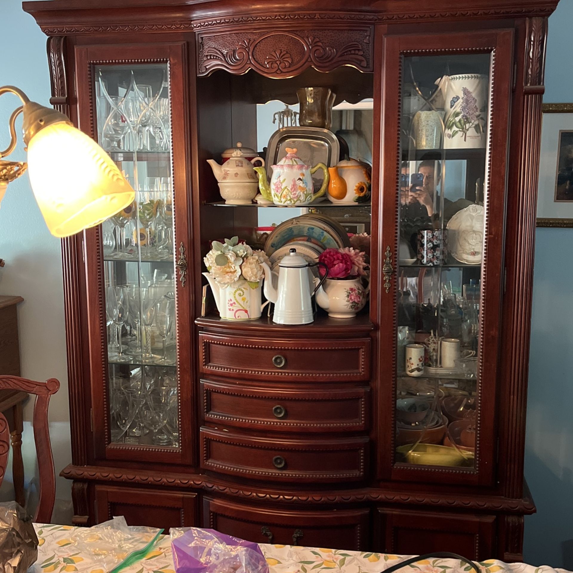 Beautiful Solid Cherry Wood China Cabinet
