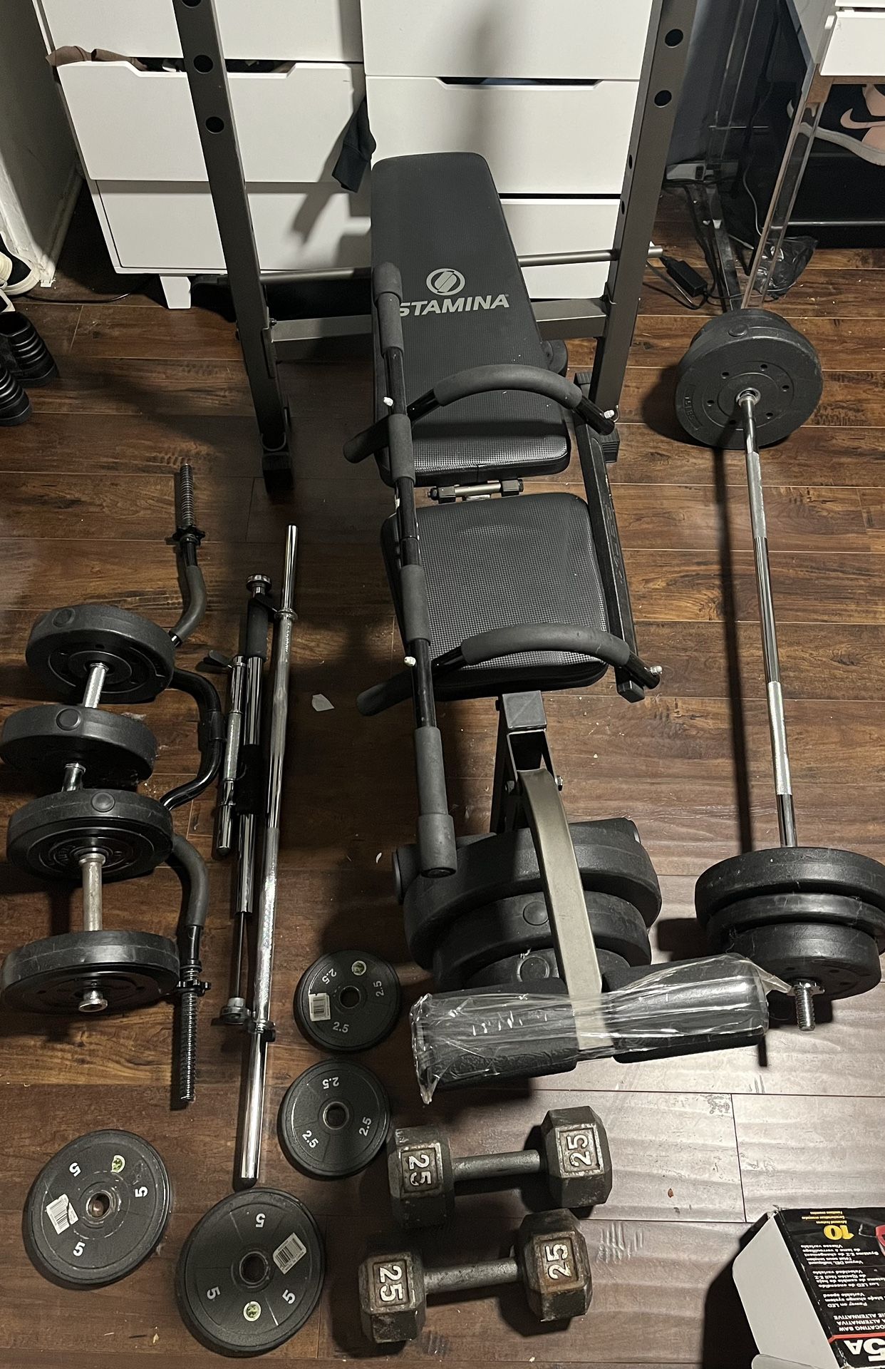 Bench Press Weight Bar Set Bundle