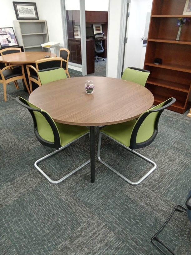 Large Round Break Table - Walnut Dining Table - Used Office Furniture 25% Off