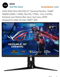 ROG Strix 27” Gaming Monitor - 1440p/170hz Refresh 1ms Response Time