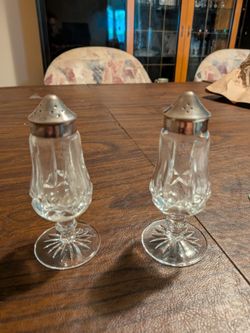 Waterford Crystal Lismore pattern salt and pepper shaker, featuring a classic diamond and wedge cut design.