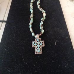 Sterling Silver Turquoise Necklace with Sterling Silver Turquoise Stone Charm 