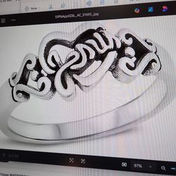 Jesus Loves You Heart Script Purity Ring 9.25 Sterling Silver Band Size 4