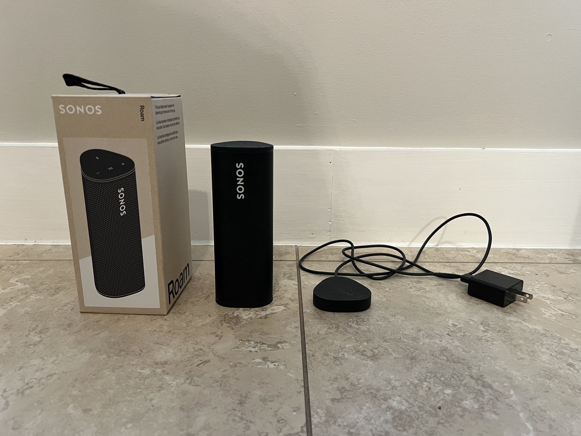 Sonos Roam Black - Portable Bluetooth Smart Speaker - Bundle W/ Charging Stand