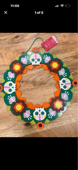 Target x Cecilia Ruiz Dia de Muertos Day of the Dead Colorful Wooden Wreath