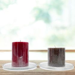 NEW 6 inch Clear Tempered Glass Pillar Candle Holder/Plates- set of 3