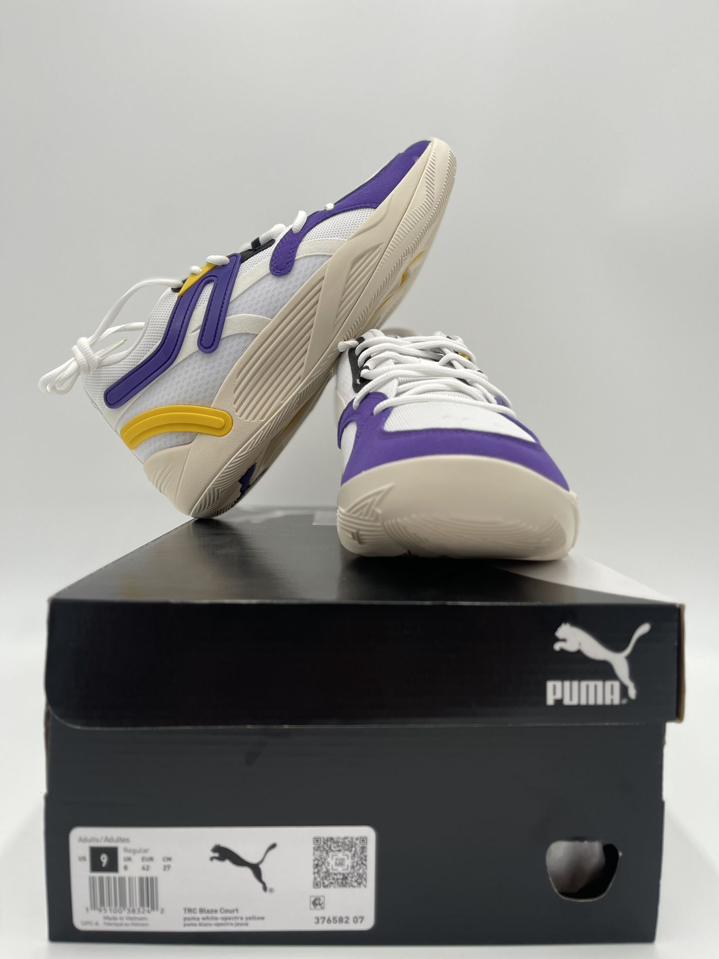 Puma TRC Blaze Court “White Spectra Yellow" Basketball Shoes