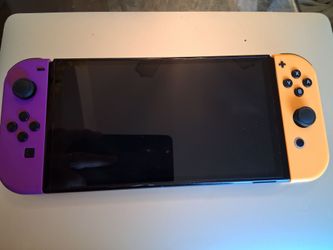 OLED Nintendo Switch with Purple and Orange Joy-Cons