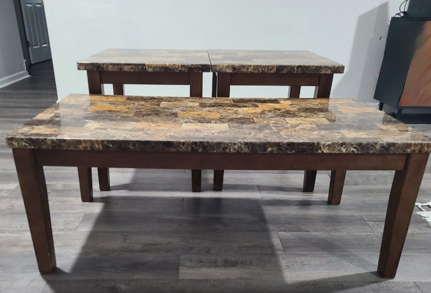 3-Piece Faux Marble Coffee & End Table Set
