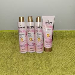 3 Shampoo 9.6oz And 1 Conditioner 8oz Pantene Nutrient Blends Rose Water
