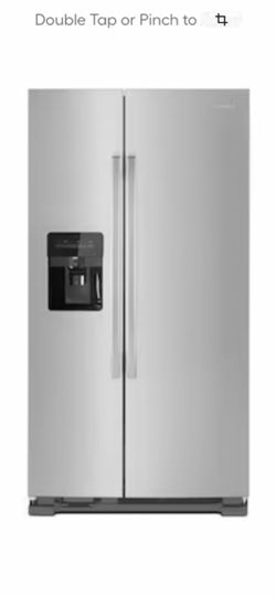 Box side by side refrigerator Amana stainless steel w 33”
