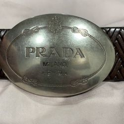 Prada Chocolate Brown Leather Belt 