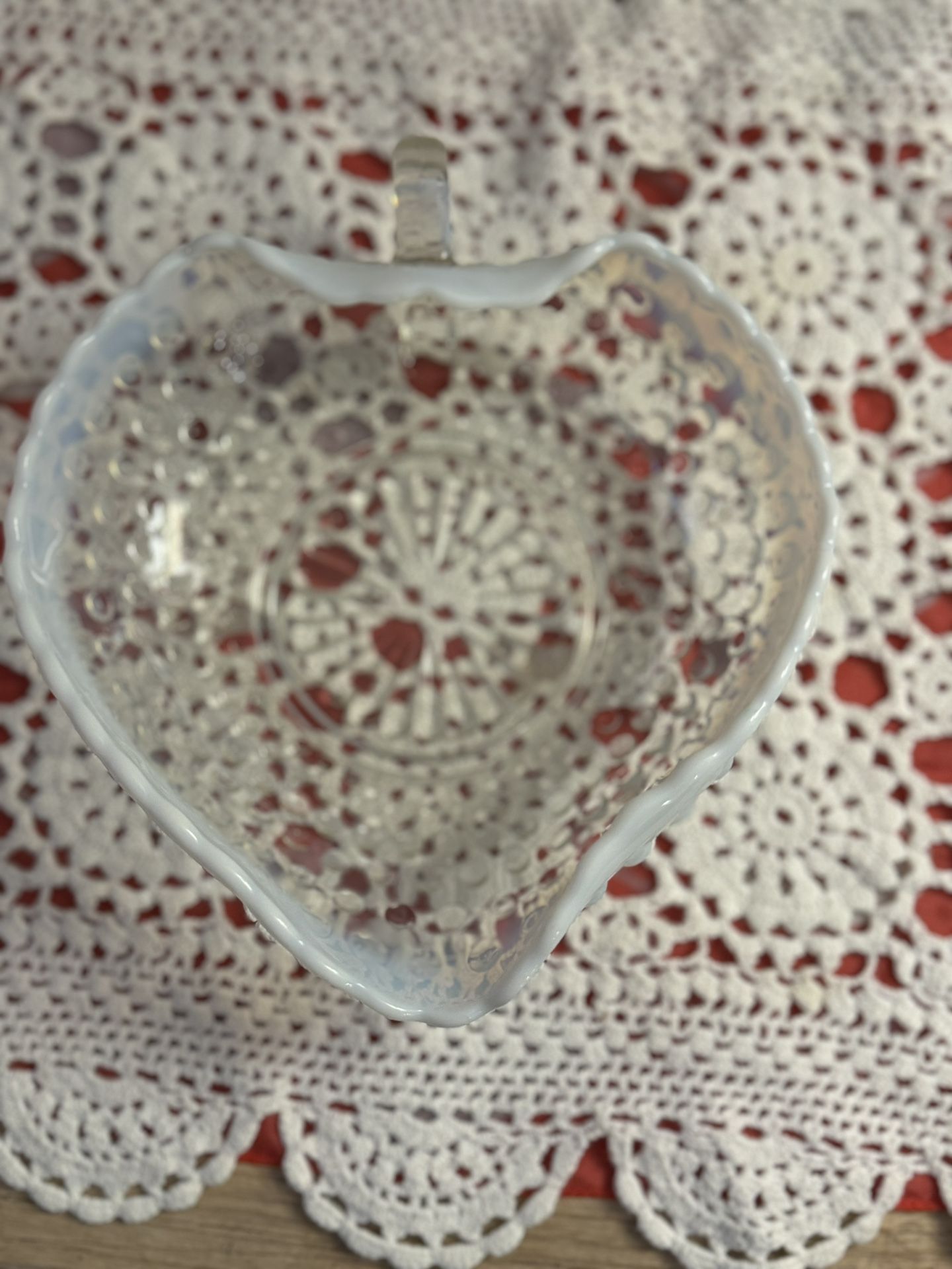 1950's hobnail opalescent strawberry shape bowl 7.5”