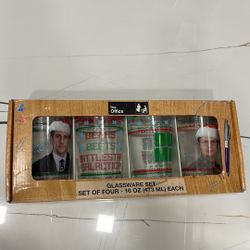 The Office  Gift Pint Glass Set 4 Michael Scott Dwight 16 Oz Glassware
