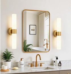 Frosted Tube Gold Wall Sconces (Set of 2)