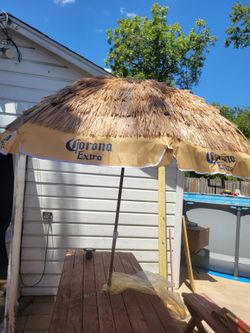 Corona Extra Tiki Thatched Patio Umbrella
