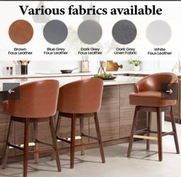 Swivel Faux Leather Bar Stool Set of 4