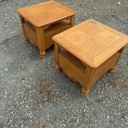 Matching Vintage End Tables – Solid Wood – Custom Refinish Option!