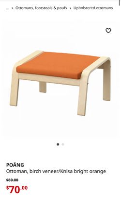 POÄNG Ottoman, birch veneer/Red